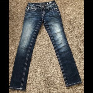 Miss Me straight leg dark wash jeans